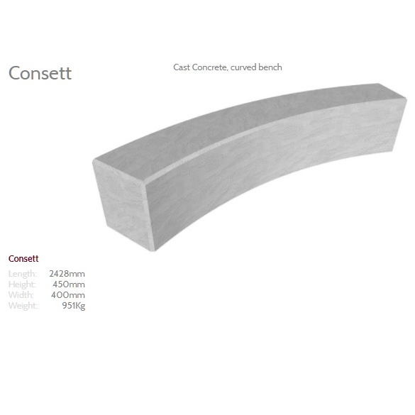 Consett Curved Concrete Bench