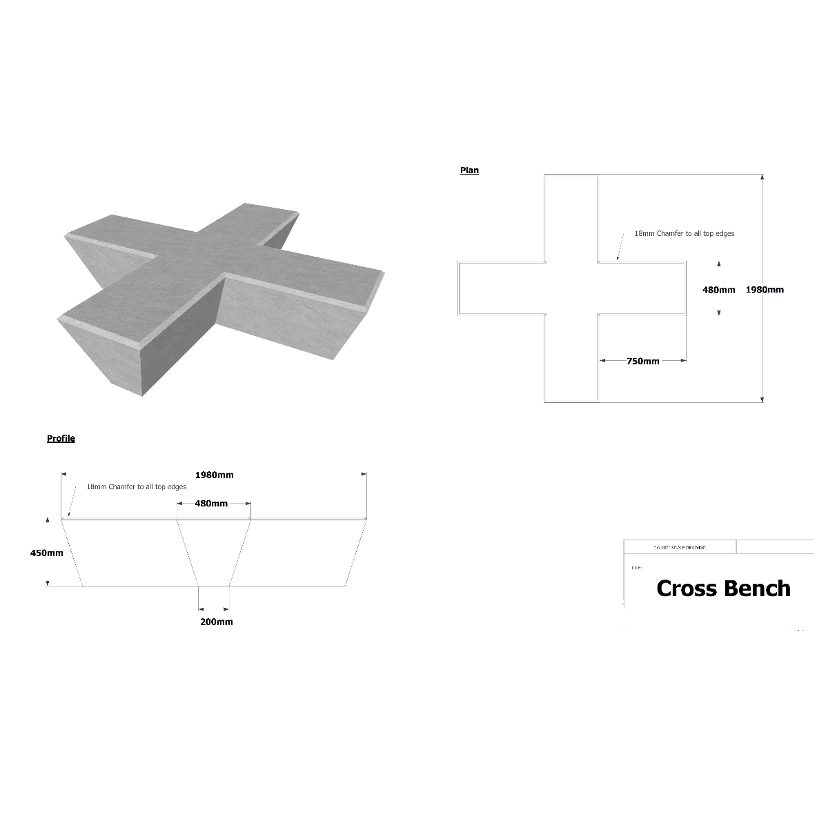 Cross Concrete Bench 