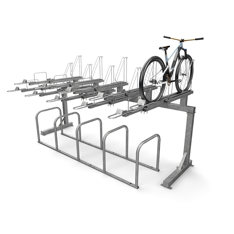 Motorcycle shop bicycle rack
