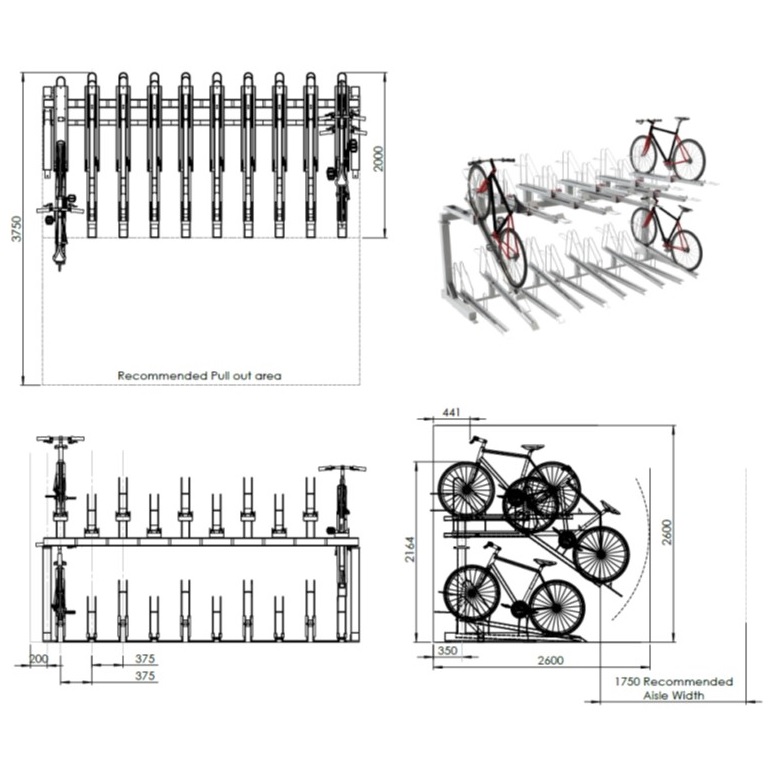 Bike Rack Systems Everest Double Decker Cycle Rack Street Furniture