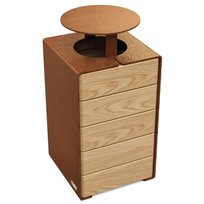 Kube® Design Litter Bin - Timber & Steel