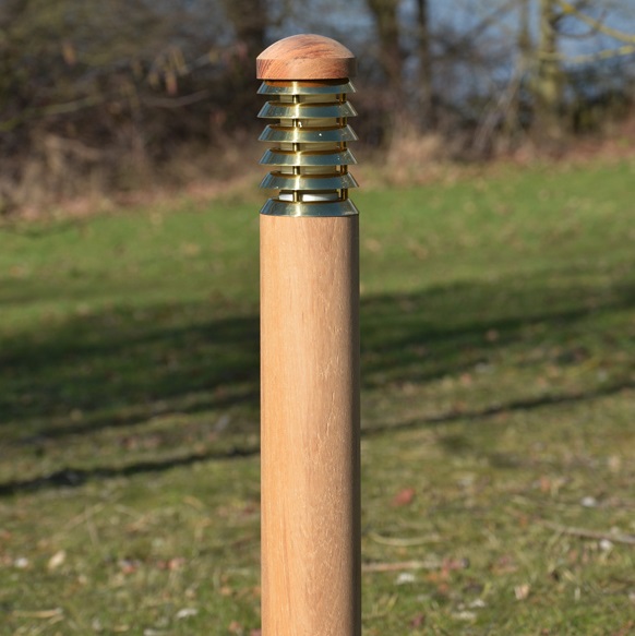 Tectona Teak Wood and Brass Bollard