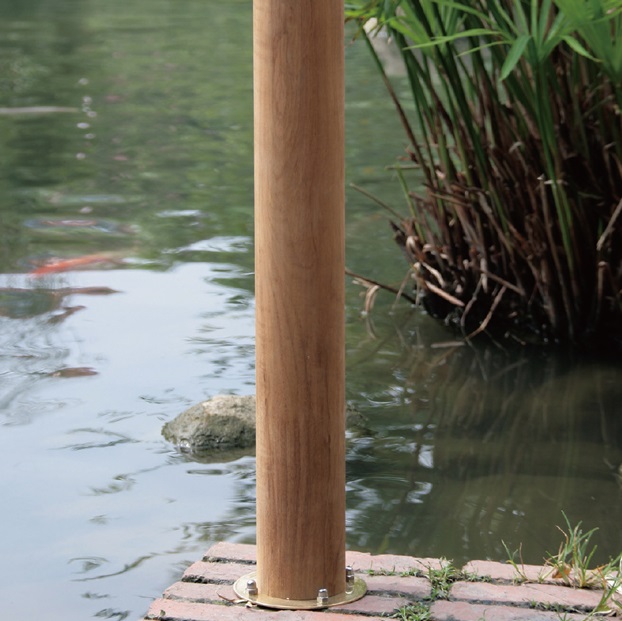 Tectona Teak Wood and Brass Bollard